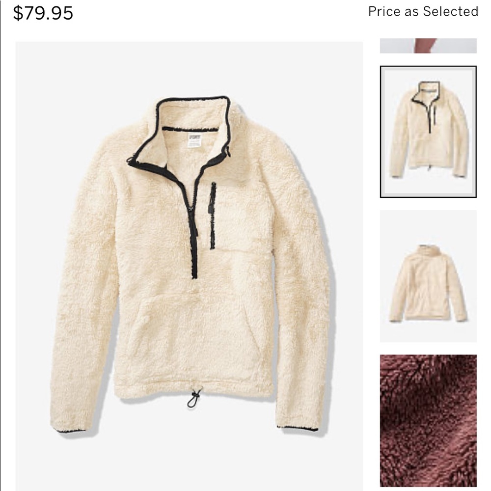 XL PINK Teddy half zip jacket in champagne